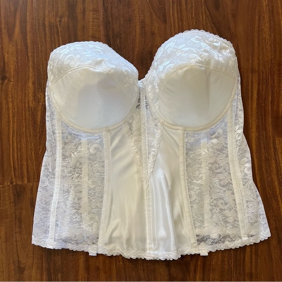 Carnival White Lace Full Coverage Bustier Strapless Bra Corset 423 size 38DD - Picture 2 of 9